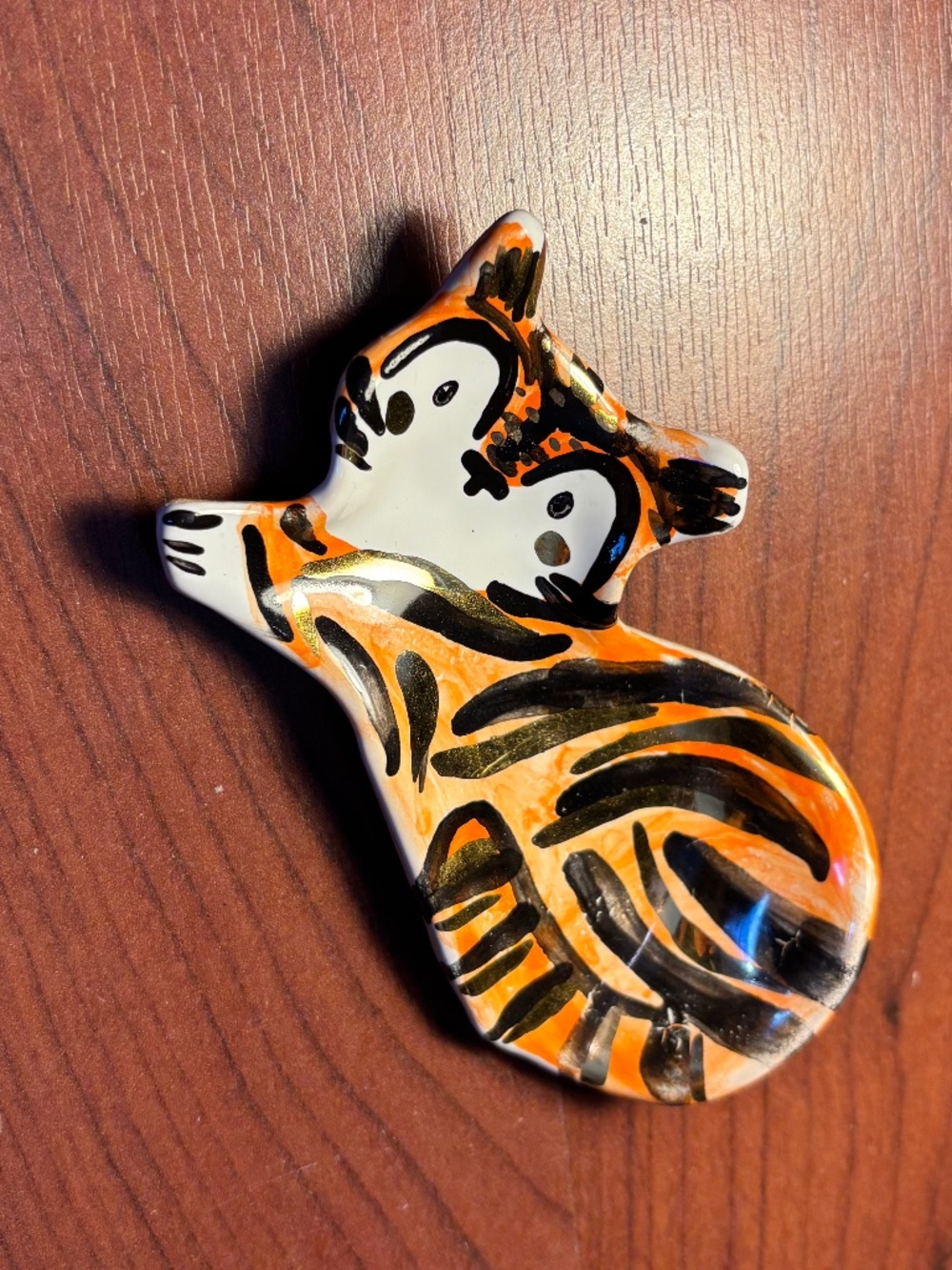 Ceramic Tiger Trinket Dish 14K Gold Accents Jewelry Tray Vanity Catchall Decor